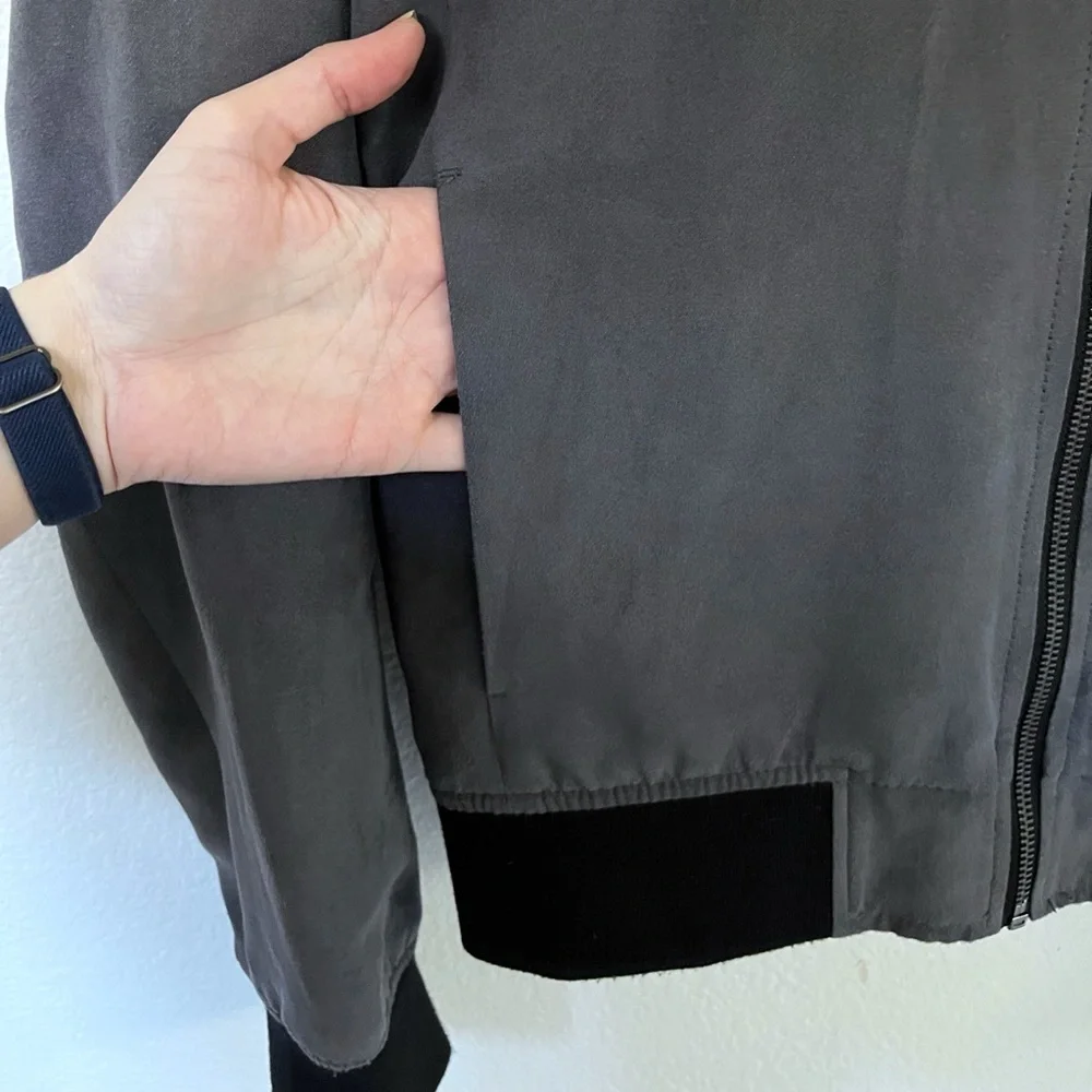 Banana Republic - Suede Bomber Jacket | Men’s Small (S), Gray/Black